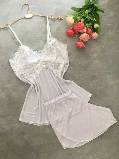 Lace PJ Set - White