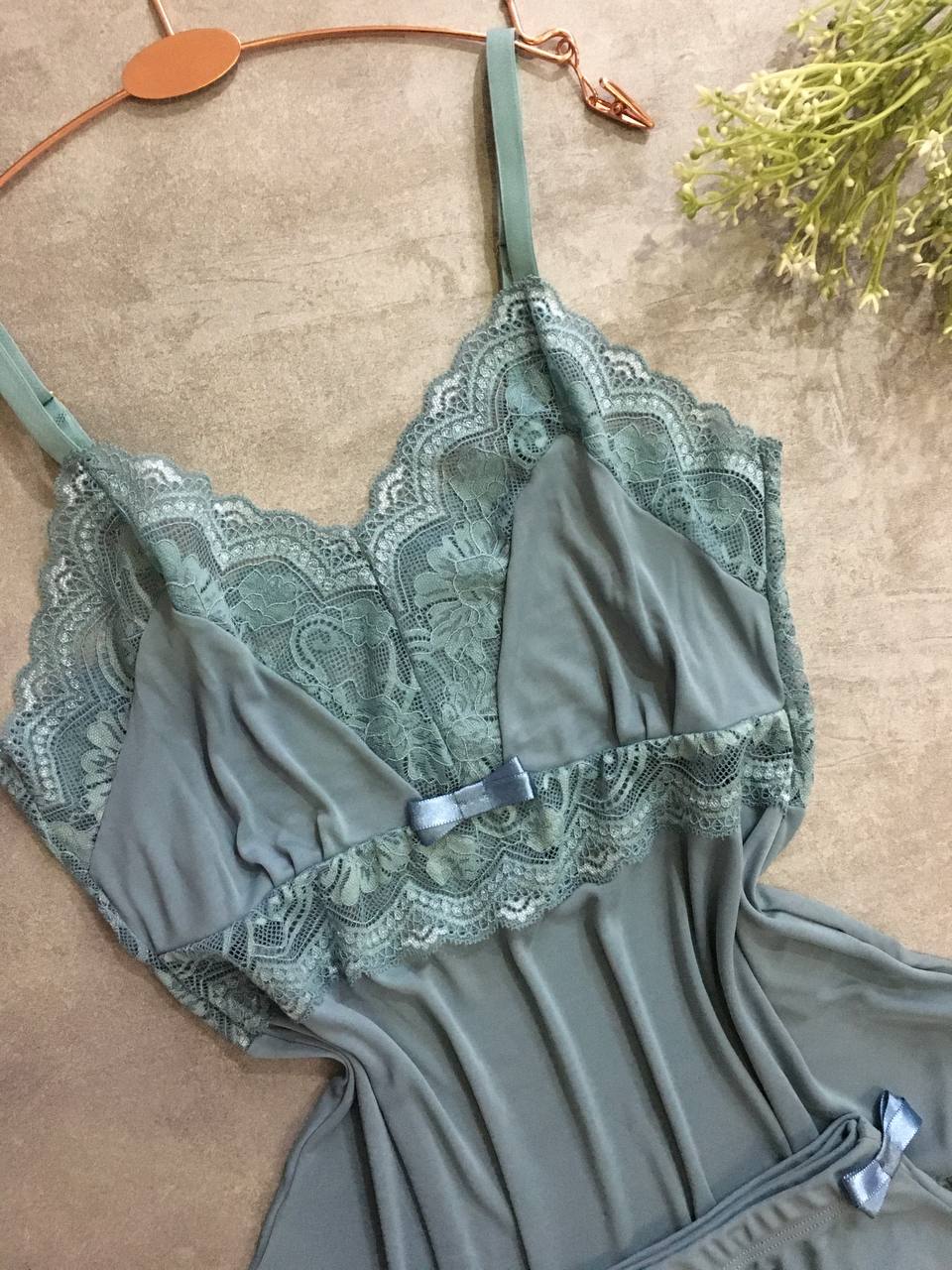 Lace PJ Set —  Sage Green