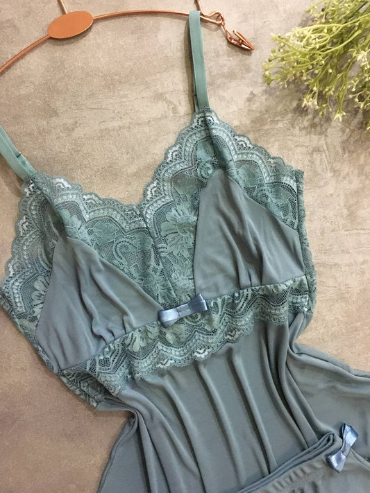 Lace PJ Set —  Sage Green