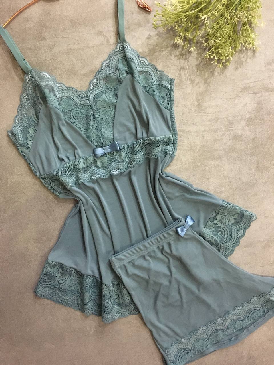Lace PJ Set —  Sage Green