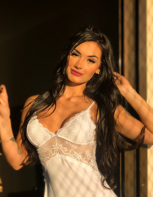 Lace Chemise Set - White