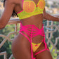 Electric Pink Cage Suspender Belt